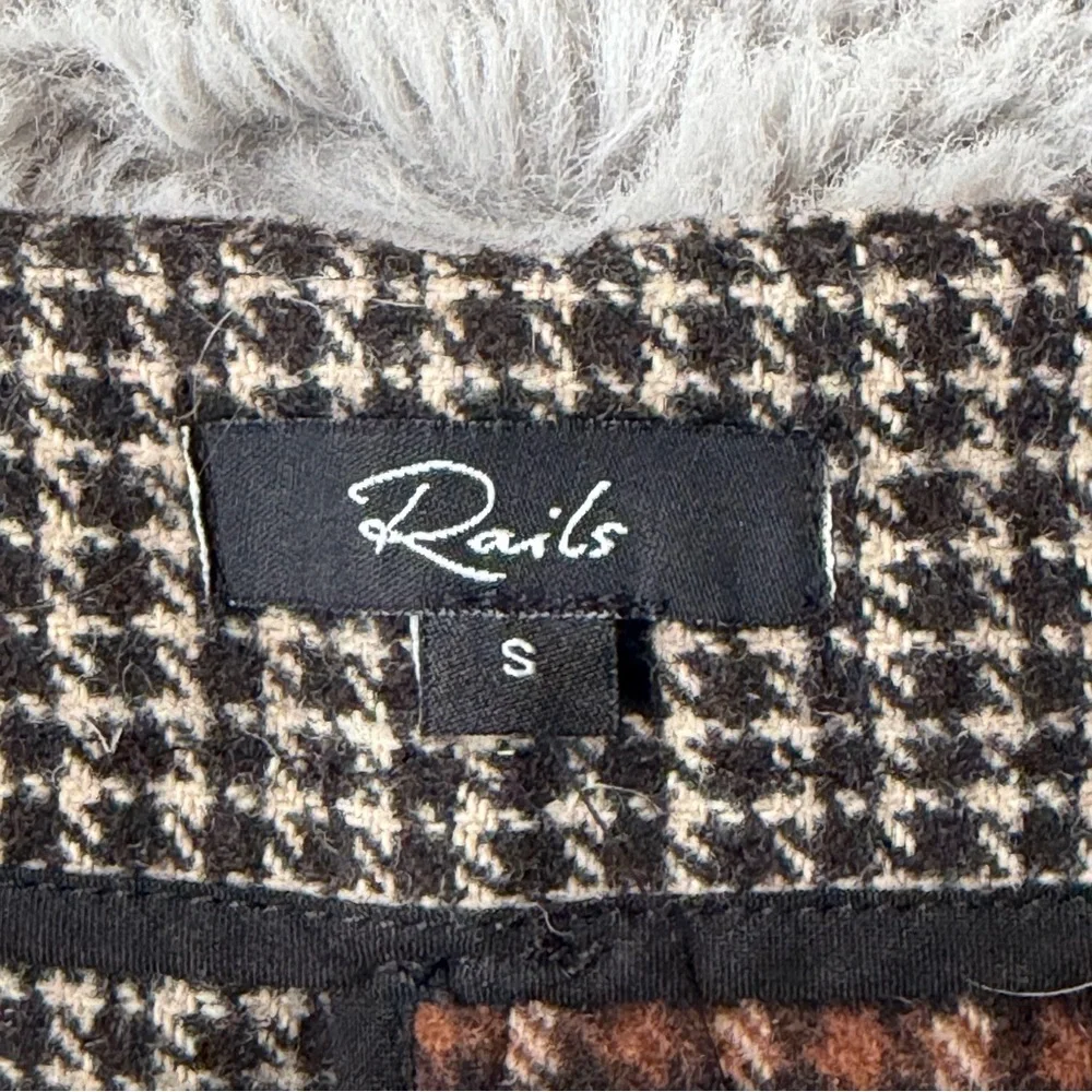 RAILS Mixed Plaid Mini Skirt Houndstooth Wool Blend Brown Black Size Small - Picture 6 of 9